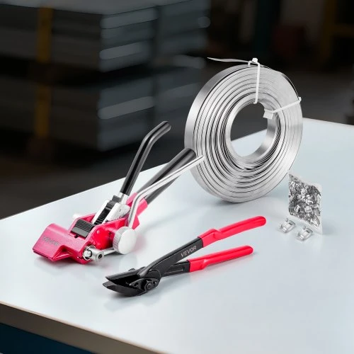 VEVOR Plieninė juostavimo pakuotė CL-BXG60, su 60 m juosta ir 200 metalinių susegimų