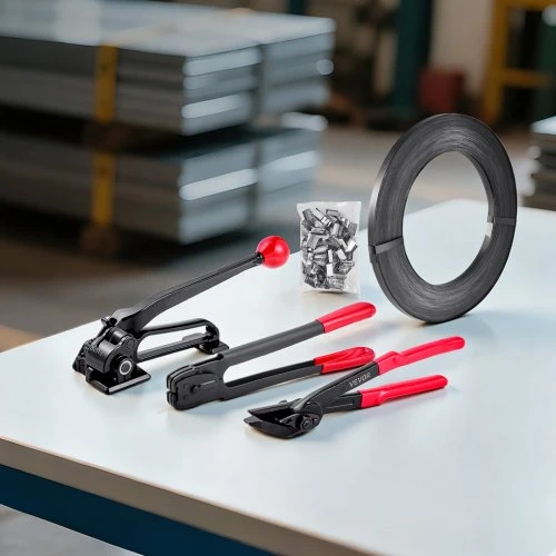 VEVOR Plieninių juostų surišimo rinkinys, rankinis sealeris, 183 m juostos, 300 metalinių sandariklių