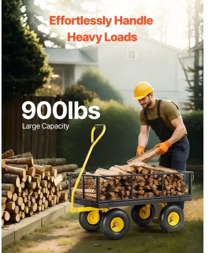 Koduva VEVOR plieno sodo vežimėlis, 900 lbs, su 10" ratais, tinkleliniais nuimamais šonais ir 180° pasukama rankena