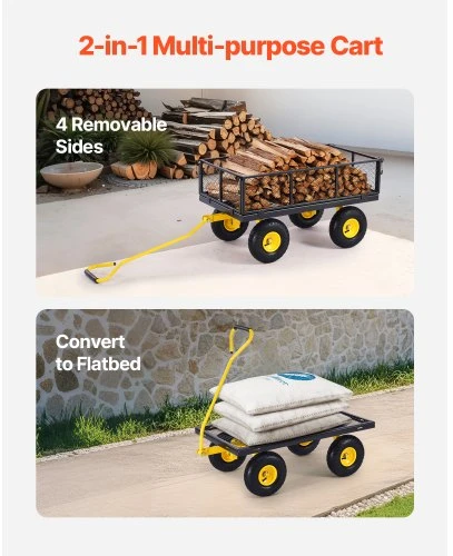 Koduva VEVOR plieno sodo vežimėlis, 900 lbs, su 10" ratais, tinkleliniais nuimamais šonais ir 180° pasukama rankena