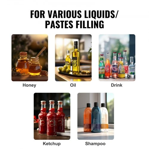 VEVOR Pneumatinė pastos ir skysčių užpildymo mašina, 5–50 ml, su pedalu