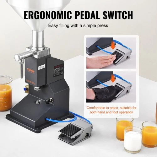 VEVOR Pneumatinė pastos ir skysčių užpildymo mašina, 5–50 ml, su pedalu