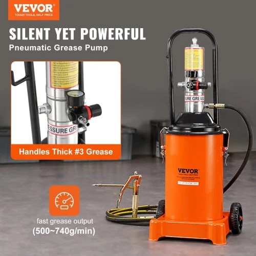 VEVOR Pneumatinis tepalo siurblys, 3 gal. 12 l, 50:1, su 13 pėdų žarna ir ratukais