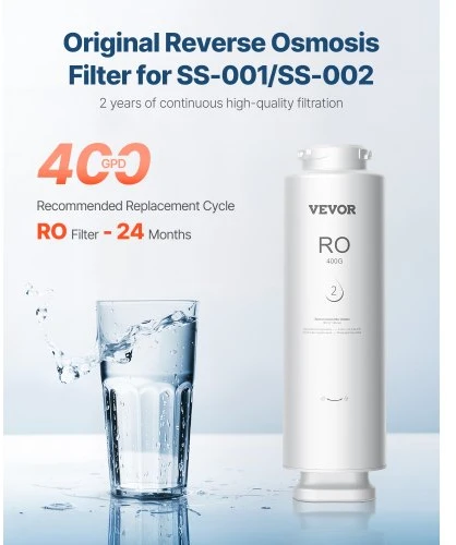 VEVOR Po kriaukle montuojamas vandens filtras SS-007, 400 GPD, 9 pakopų
