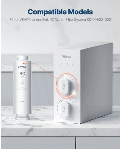 VEVOR Po kriaukle montuojamas vandens filtras SS-007, 400 GPD, 9 pakopų