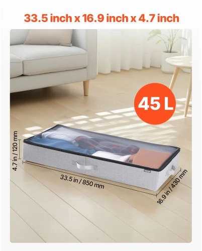 VEVOR Po lova laikymo dėžės su skaidriais dangčiais, 850 x 430 x 120 mm, 45 l, 2 vnt.
