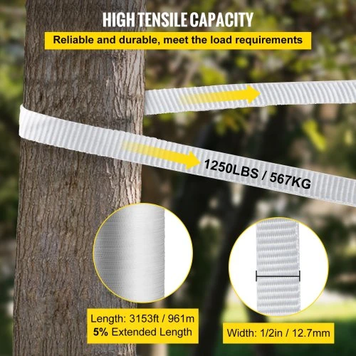 VEVOR Poliesterinė traukimo juosta 1250 lbs, 961 m x 12,7 mm