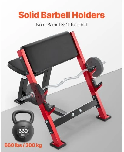 VEVOR Preacher curl suolas, juodas+raudonas, 300 kg