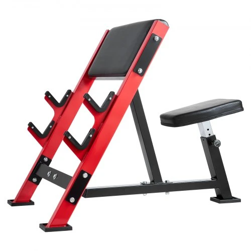 VEVOR Preacher curl suolas, juodas+raudonas, 300 kg