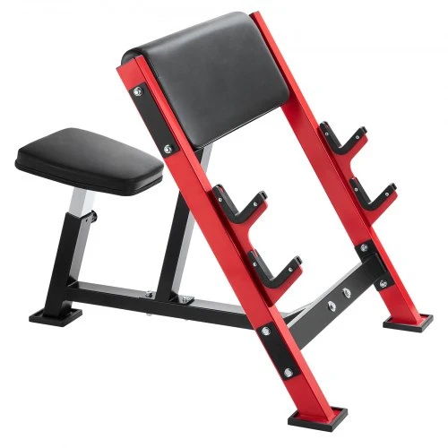 VEVOR Preacher curl suolas, juodas+raudonas, 300 kg