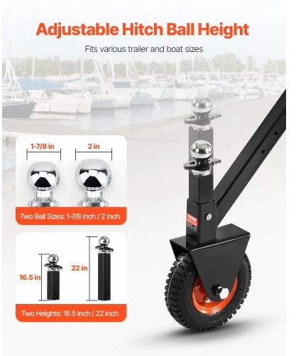 VEVOR Priekabos manevravimo vežimėlis QYC300-VB, 136 kg, su 47,6 mm ir 50,8 mm rutuliais