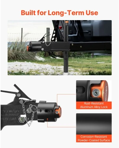 VEVOR Priekabos spyna 58,6 mm liejamoms rutulinėms movoms, sunkios konstrukcijos kablio užraktas su 3 raktais