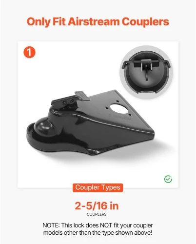 VEVOR Priekabos užraktas, tinka 58,6 mm Airstream movoms, su 3 raktais