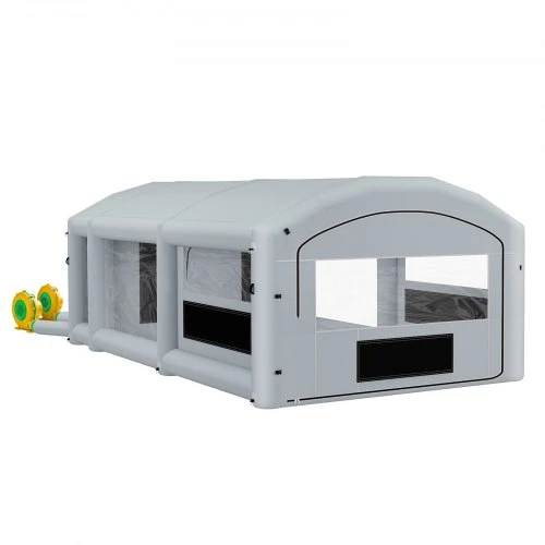 VEVOR Pripučiama dažymo kabina, 8 x 4,5 x 3 m, 750W+950W pūstuvai, pilka