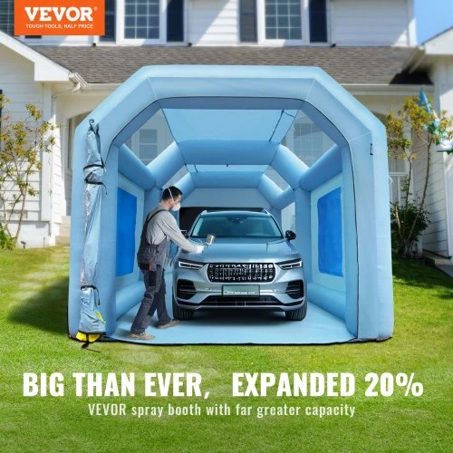 VEVOR Pripučiama dažymo kabina automobiliams, 610 cm x 305 cm x 244 cm, filtrų sistema, 2 pūstuvai