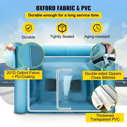 VEVOR Pripučiama dažymo kabina automobiliams 9 x 6 x 4 m su filtru ir 2 pūstuvais