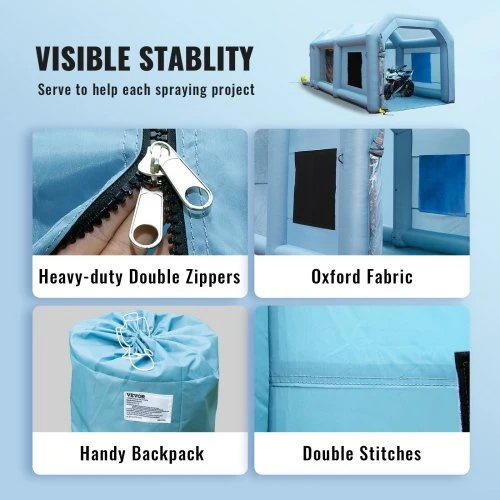 VEVOR Pripučiama dažymo kabina automobiliams, 610 cm x 305 cm x 244 cm, filtrų sistema, 2 pūstuvai