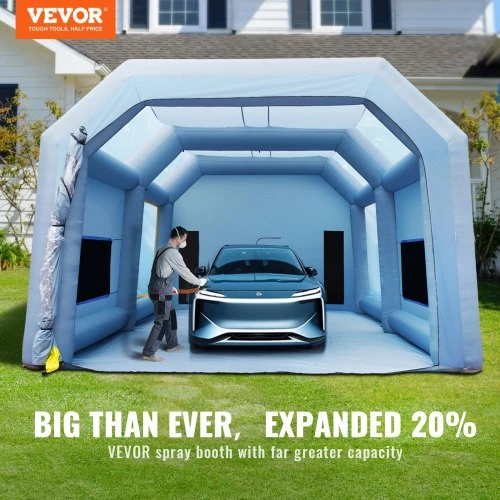 VEVOR Pripučiama dažymo kabina automobiliui, 10 x 6 x 4 m, filtravimo sistema, 2 pūstuvai