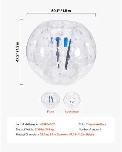 VEVOR Pripučiamas bumper ball 1 vnt., skaidrus, 1.5 m