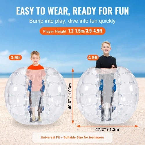 VEVOR Pripučiamas bumper ball kamuolys 1 vnt., 1,2 m, skaidrus su taškeliais