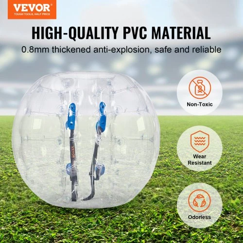 VEVOR Pripučiamas bumper ball kamuolys 1 vnt., 1,2 m, skaidrus su taškeliais