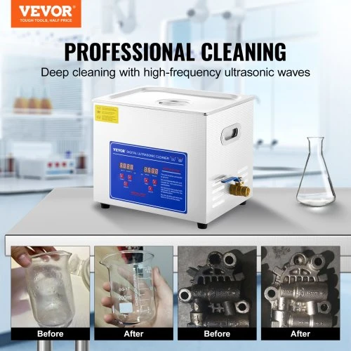 VEVOR Profesionalus ultragarsinis valiklis, 10 l, 304 nerūdijantis plienas, 40 kHz