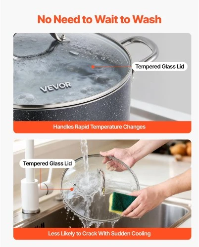 Koduva VEVOR puodas LY-12QT, 11,4 l, aliuminis, su stikliniu dangčiu