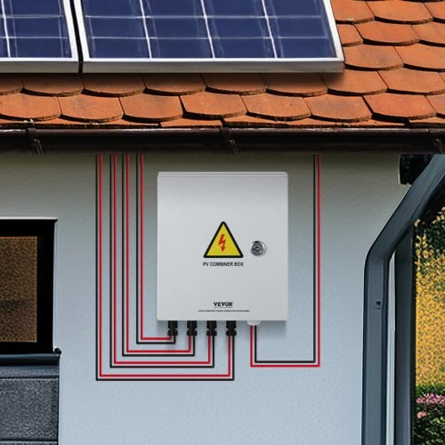 VEVOR PV kombinerinė dėžė, 4 grandinės, 15 A saugiklis, 63 A automatinis jungiklis, IP65