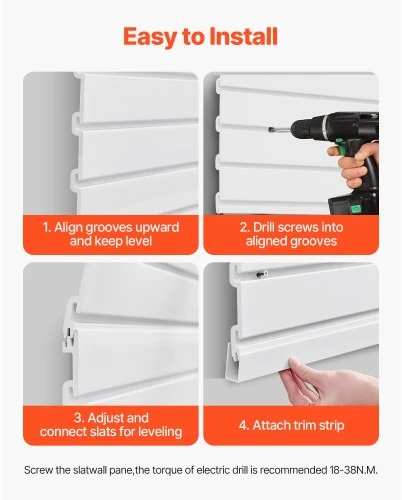 Koduva VEVOR PVC garažo sienų panelės, 8 x 4 pėdų, baltos, su priedais