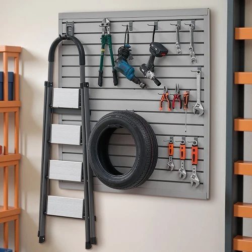 Koduva VEVOR PVC garažo slatwall panelis, 4 x 4 ft, pilkas, modulinis