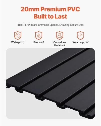 Koduva VEVOR PVC slatwall panelė garažui, 4 x 4 ft, juoda, modulinė