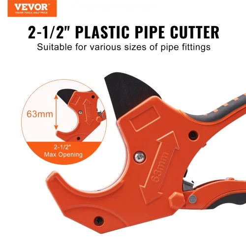 Koduva VEVOR PVC vamzdžių pjaustyklė 0–63 mm, terkšlinė rankinė vamzdžių pjovimo priemonė su atsargine SK5 geležte