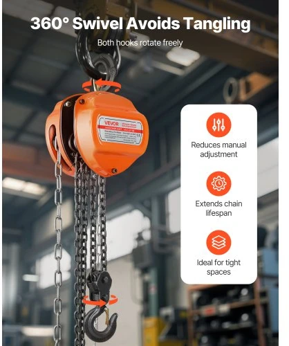 VEVOR Rankinė grandininė talė, 2 t, 3 m, oranžinė