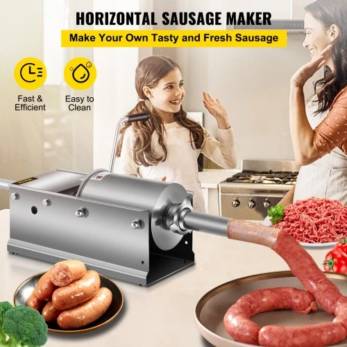 VEVOR Rankinė horizontali dešrų kimšyklė, 3 l, 2 greičių, 304 nerūdijantis plienas