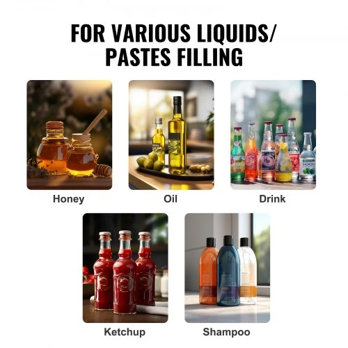 VEVOR Rankinė pasta ir skysčių pildymo mašina, 5–100 ml, reguliuojama, nerūdijančio plieno