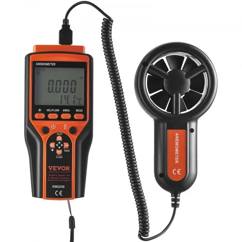 Koduva VEVOR rankinis anemometras, skaitmeninis vėjo greičio ir CFM matuoklis, 14℉–140℉, su LED foniniu apšvietimu