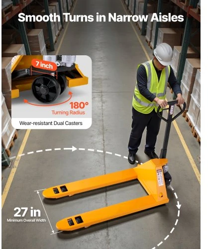 VEVOR Rankinis padėklų vežimėlis 2,5 t, 122 x 68,6 cm šakės, 85–180 mm kėlimo aukštis