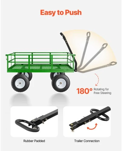 VEVOR Rankinis plieno sodo vežimėlis, juodas ir žalias, V1200G, 544,31 kg