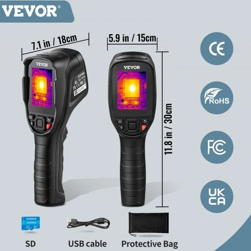 VEVOR Rankinis šiluminis vaizduoklis SC204N, IR raiška 240 x 180, 7,1 cm LCD ekranas