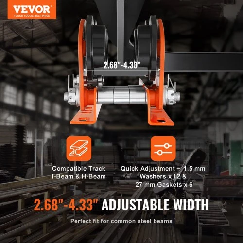 Koduva VEVOR rankinis vežimėlis elektriniam keltuvui, 998 kg, 6,8–11 cm