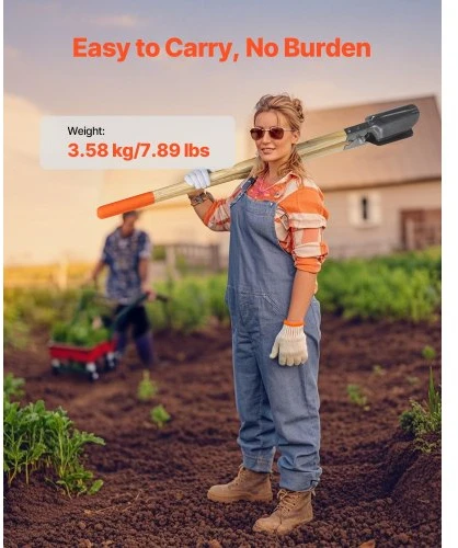 Koduva VEVOR rankinių skylių kasimo įrankis, medinė rankena, 146 cm, pilkas