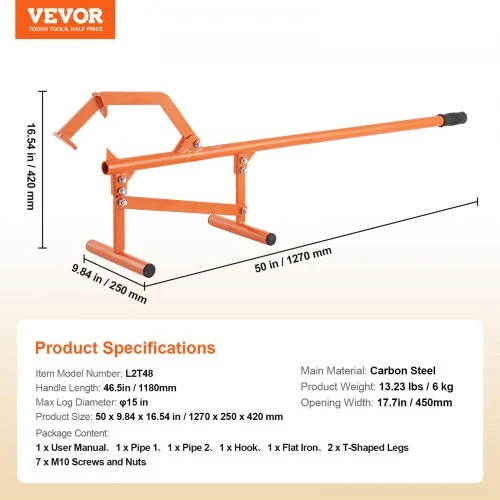 Koduva VEVOR rąstų keltuvas, 118 cm, karboninis plienas, L2T48