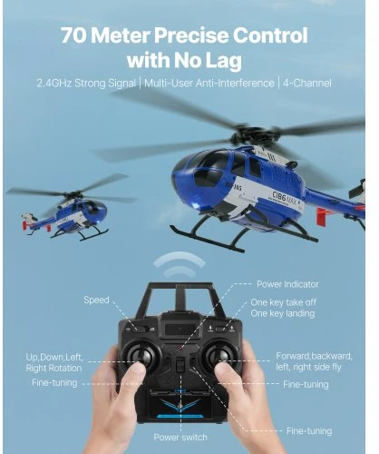 VEVOR RC sraigtasparnis, 2,4 GHz 4 sraigtų nuotolinio valdymo lėktuvas su 6 ašių giroskopu, LED šviesa