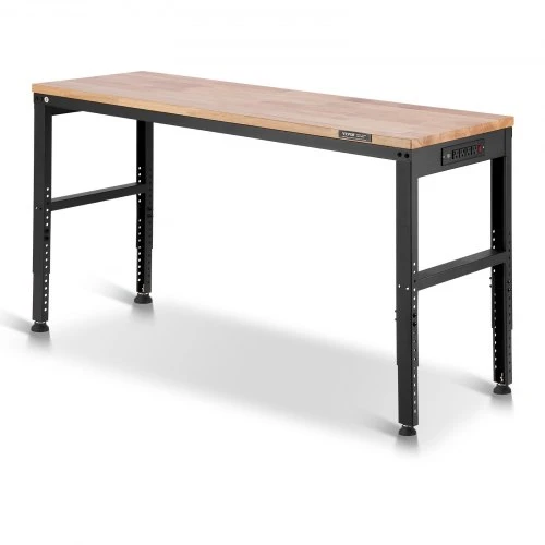VEVOR Reguliuojamas darbastalis, 155 x 51 cm, 68,8–91,4 cm aukščio reguliavimas, su maitinimo lizdais