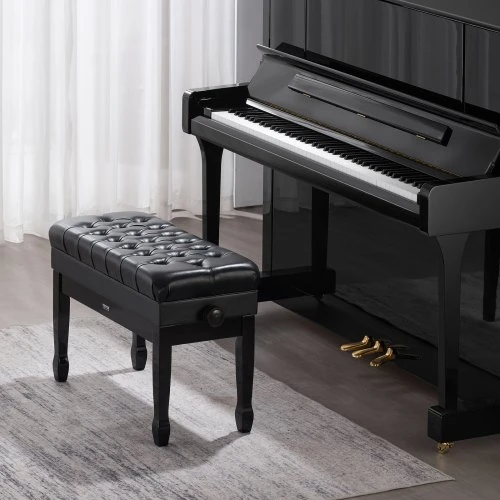 VEVOR Reguliuojamas pianino ir klavišinių suolas su saugykla, paminkštinta sėdyne, 750 x 360 x 515 mm
