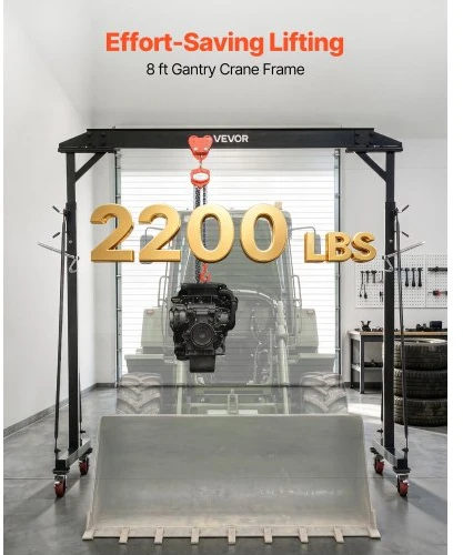 Koduva VEVOR reguliuojamas portalinis kranas, 997,9kg, 2430–3630 mm, su fiksuojamais ratais, plieno, rėmas