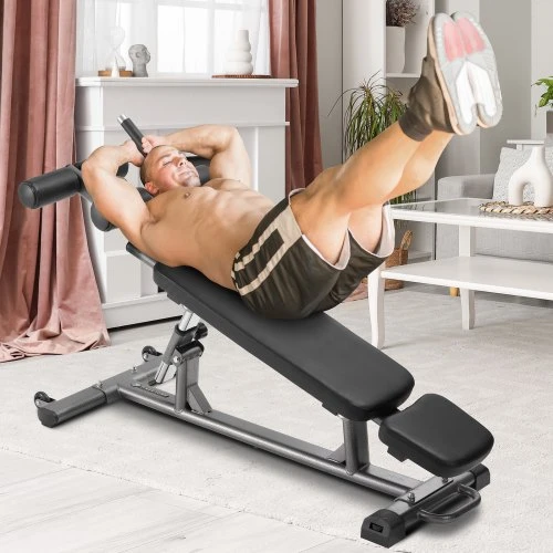 VEVOR Reguliuojamas suoliukas atsilenkimams, decline ab bench su reverse crunch rankena, 4 aukščio padėtys, plieno, 453 kg