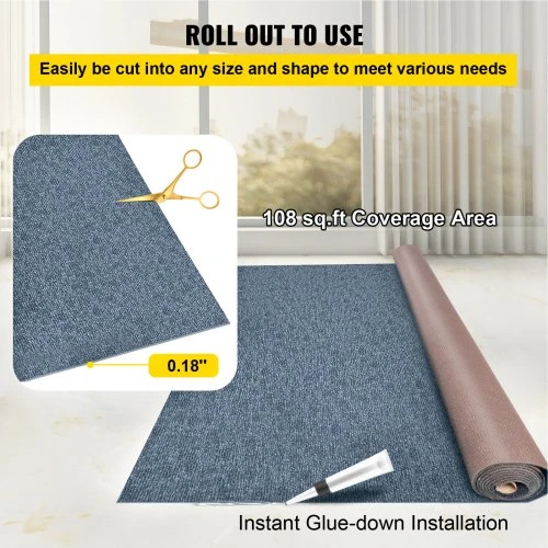 VEVOR Ritininis kilimas, pilkas, 11 m x 1,8 m