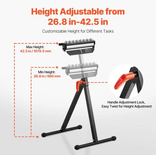 Koduva VEVOR ritininis stovas, 136 kg keliamoji galia, reguliuojamas 68–108 cm aukštis, sulankstomas, medžio apdirbimui