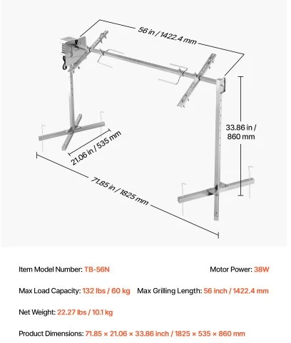 Koduva VEVOR rotacinė kepsninė, 38 W, AC220-240 V, 60 kg, nerūdijantis plienas